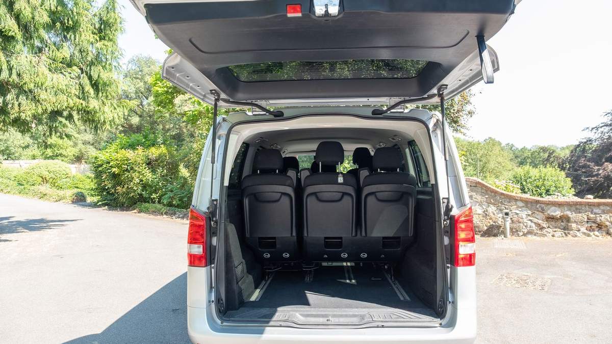 A25 Cars Mercedes MPV rear seats and luggage space open